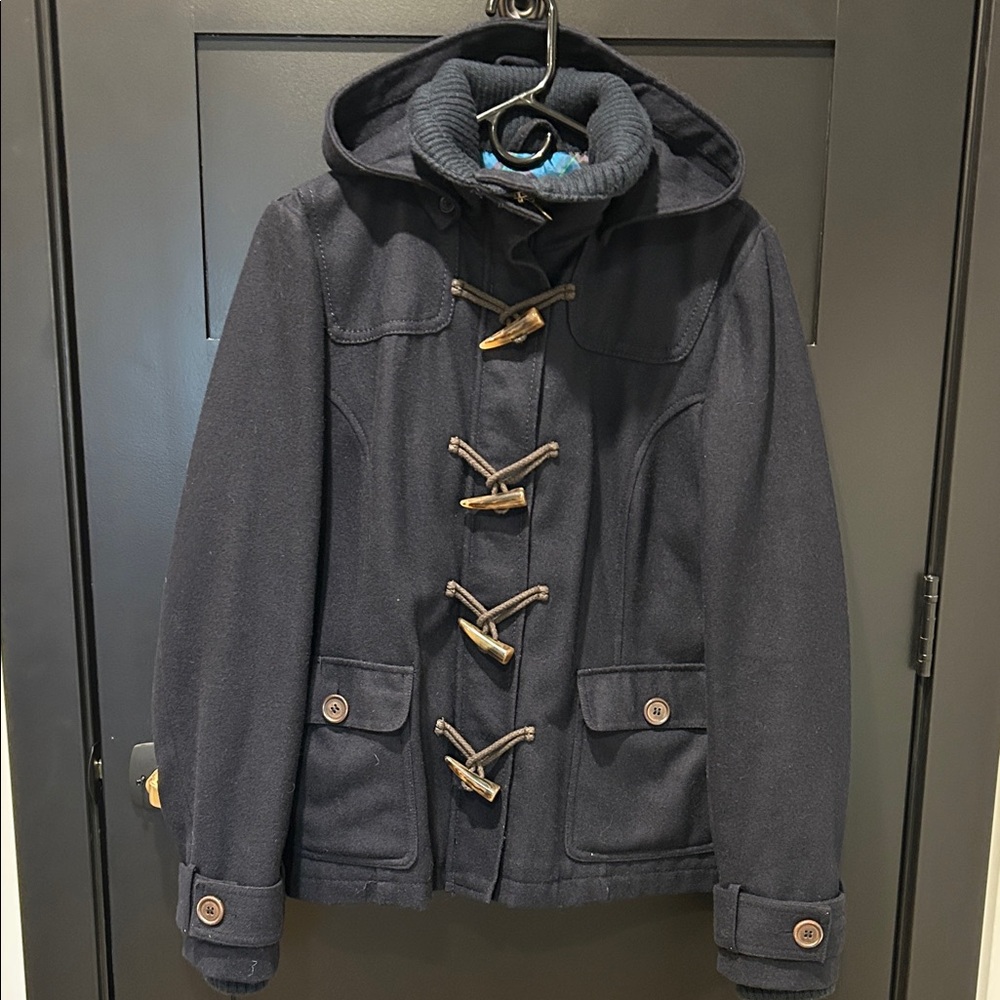 Delia’s Women’s Large Navy Toggle and zip Hooded Coat Thinsulate